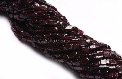 Natural Red Garnet Smooth Rectangle Shape Beads,13" Strand Garnet Fancy Uneven Rectangle Straight Drill Beads Gemstone Garnet Bead Jewelry