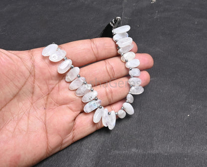 Beautiful White Rainbow Moonstone Smooth Uneven Oval Shape Gemstone Beads, Natural Rainbow Moonstone handmade Side Drill Beads Jewelry Craft