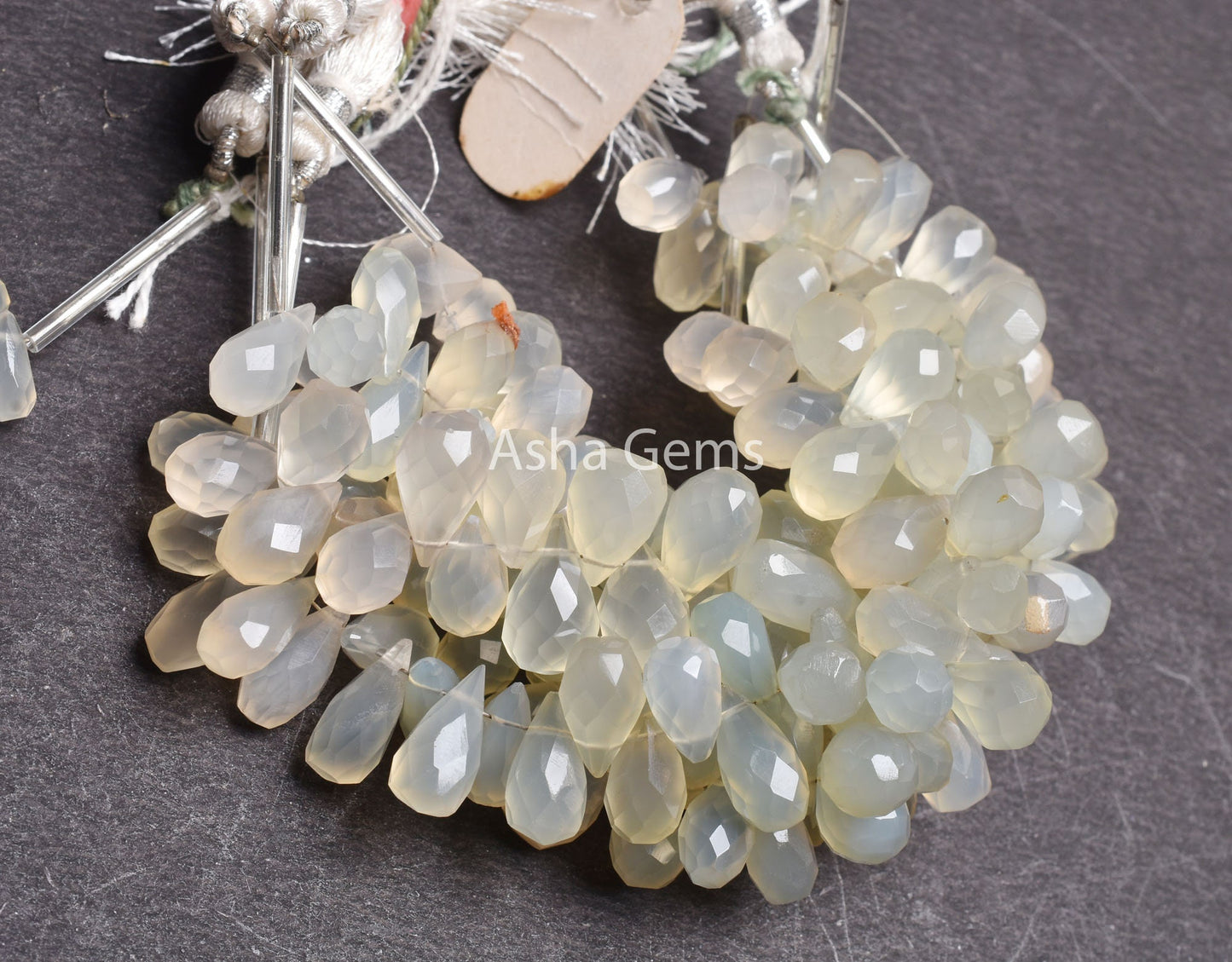 Aqua Blue Chalcedony Faceted Indian Hand Cut Drop Beads, Chalcedony Beads, Aqua Chalcedony Teardrop Side Drill Gemstone Handmade Beads SALE