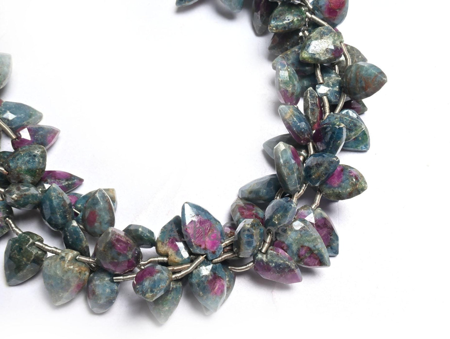 Beautiful Ruby Kyanite Fancy Shape Gemstone Beads,8" Natural Ruby Kyanite Side Drill Briolette Faceted Beads, Fine Ruby Kyanite Bead Jewelry