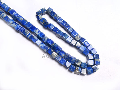 Beautiful Blue Lapis Lazuli 3D Cube Box Shape Smooth Gemstone Beads,8/16" Natural Lapis Plain handmade Cube Box Fine Lapis Bead Jewelry SALE