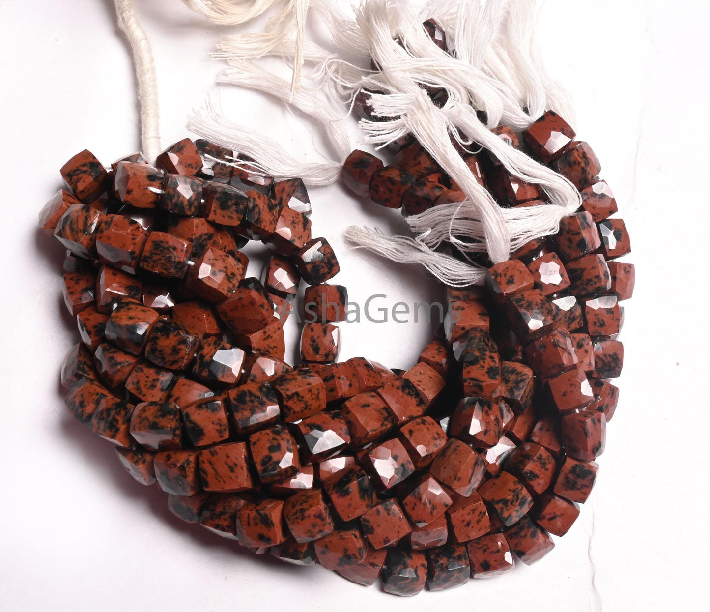 Beautiful Red Obsidian Faceted Box Shape Gemstone Loose Beads, Natural Mahogany Obsidian 3D Cube Box Indian Cut Mountain Obsidian Beads SALE