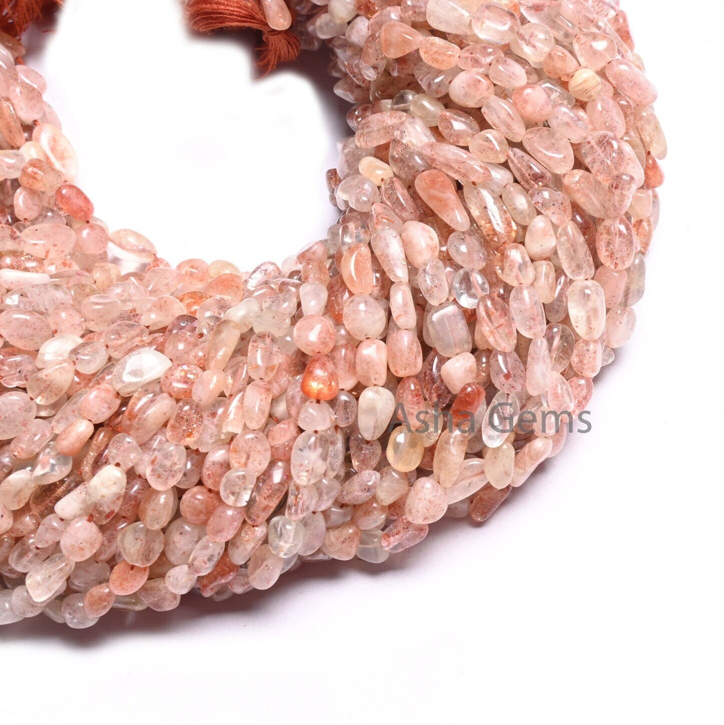 Shaded Red Sunstone Tiny Nugget smooth Gemstone Beads, Natural Sunstone Plain Uneven Handmade Tumble Straight Drill Bead Jewelry Making SALE (AG 22255)