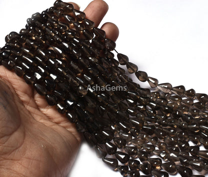Natural Smoky Quartz Smooth Drops Shape Beads, Beautiful Smoky Teardrop Beads, Handmade Briolette Bead Plain Smoky Beads For Jewelry Crafts