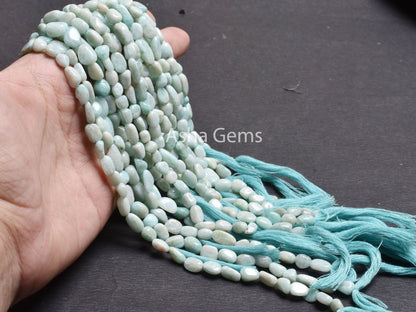 Natural Amazonite Smooth Nugget gemstone Beads,13"Beautiful Blue Amazonite Handmade Plain Tiny Nugget Straight Drill Bead Jewelry Craft SALE