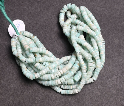 Beautiful Blue Amazonite Faceted Heishi Tyre Flat Gemstone Beads, natural Amazonite Indian Cut Wheel Shape Amazonite Bead Jewelry Craft SALE