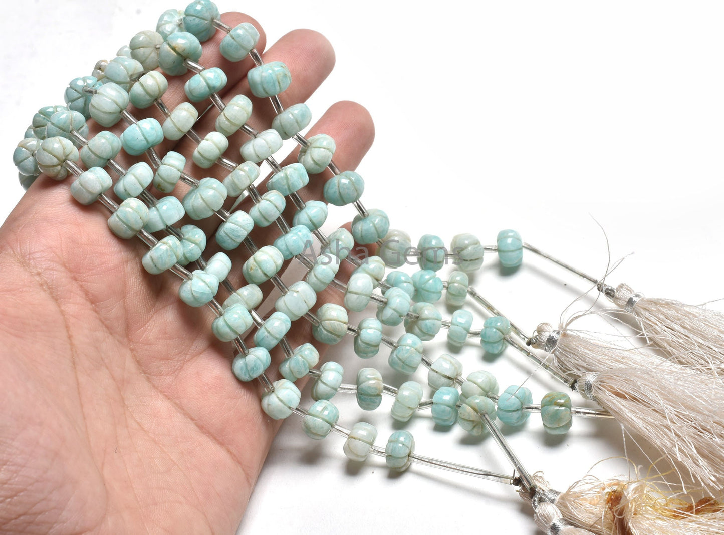Blue Amazonite Carving watermelon Beads, Natural Amazonite Carved Pumpkin Gemstone Beads, Fine Amazonite Carve Handmade Bead Jewelry Crafts