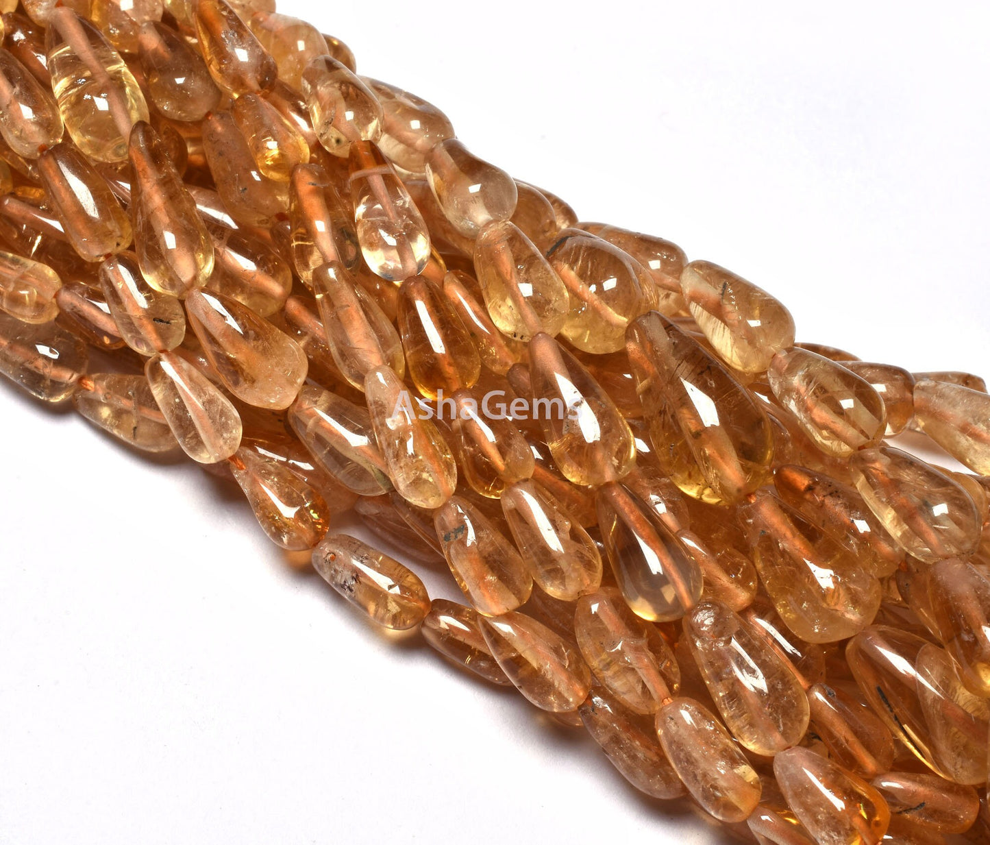 Beautiful Citrine Quartz Smooth Drops Shape Beads Natural Citrine Handmade Teardrop Gemstone Beads Straight Drill Jewelry Beads For Crafts