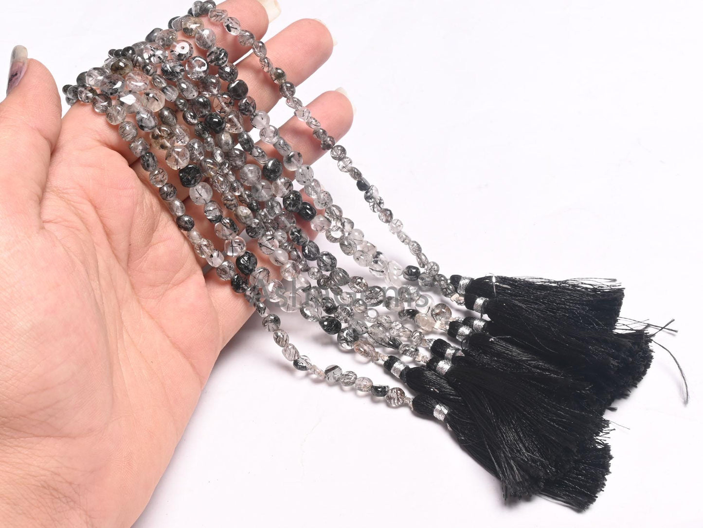 Natural Black rutilated Quartz Smooth Coin Shape Gemstone Loose Beads, Fine Quality Rutile Coin Handmade Bead Jewelry making Handicraft SALE
