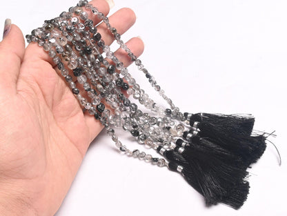 Natural Black rutilated Quartz Smooth Coin Shape Gemstone Loose Beads, Fine Quality Rutile Coin Handmade Bead Jewelry making Handicraft SALE