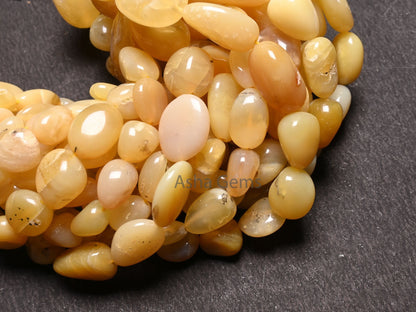 Natural Yellow Opal smooth Nugget Gemstone Loose beads,18" Fine Opal Plain Handmade tumble Graduation Size Yellow Opal Bead Necklace Jewelry (AG 22304)