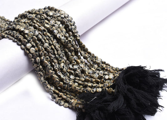 Natural Dalmatian Jasper Coin Shape Faceted Beads,6 mm Dalmatian Jasper Coin Beads,Jasper Faceted Briolette Beads Fine Quality,Jewelry Craft