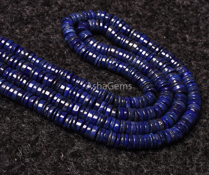 Beautiful  Blue Lapis Lazuli Smooth Heishi Tyre Shape Gemstone Beads,Lapis Flat Gemstone Beads Lapis Loose Beads For Jewelry Making Crafts