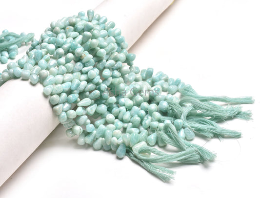 Beautiful Blue Amazonite Smooth Drops Shape Beads,13"Strand Natural Amazonite Teardrop Beads Amazonite Handmade Side Drill Drops Beads SALE