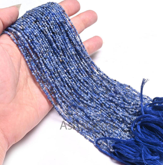 2 mm Fine Blue Sodalite Micro Cut Faceted Rondelle Shape Beads, Natural Sodalite Machine Cut Gemstone Tiny Sodalite Beads Jewelry Craft SALE