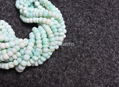 Shaded Sky Blue Peru Opal Smooth Rondelle Shape Beads, Beautiful Blue Opal Plain Handmade Gemstone Opal Bead For Necklace jewelry Craft SALE