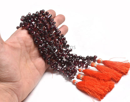 Red Garnet Smooth Drop Shape Gemstone Beads,8" Strand Natural Garnet Plain Handmade Uneven Teardrop Beads Garnet Jewelry making Craft SALE