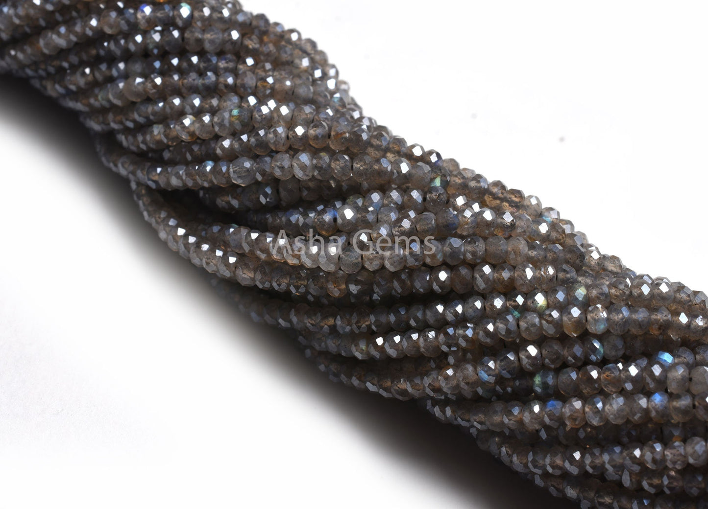 3.5mm AAA Labradorite Beads, Silver Coated Labradorite Micro Cut Faceted Rondelle Beads, Labradorite Machine Cut Gemstone Loose Bead Jewelry