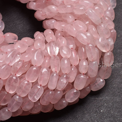 Pink Rose Quartz Smooth Oval Shape Beads,12" Strand Natural rose Quartz Handmade Uneven Oval Nugget Gemstone Loose Beads Jewelry Crafts SALE
