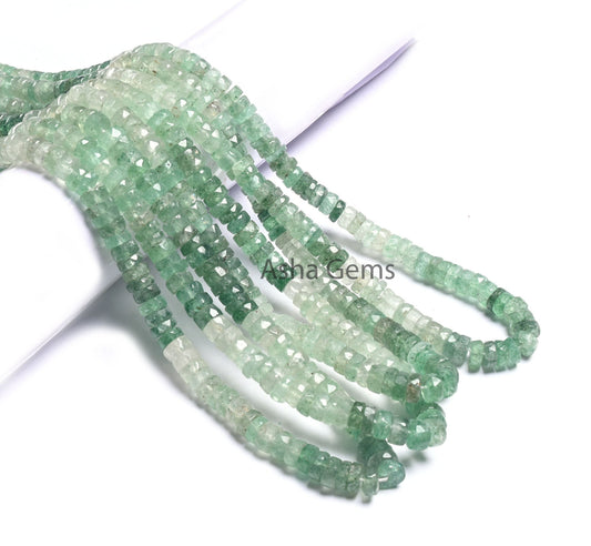 6 mm Beautiful Strawberry Quartz Faceted Flat Tyre Heishi Gemstone Beads, Fine Natural Shaded Green Strawberry Indian Cut Wheel Bead Jewelry