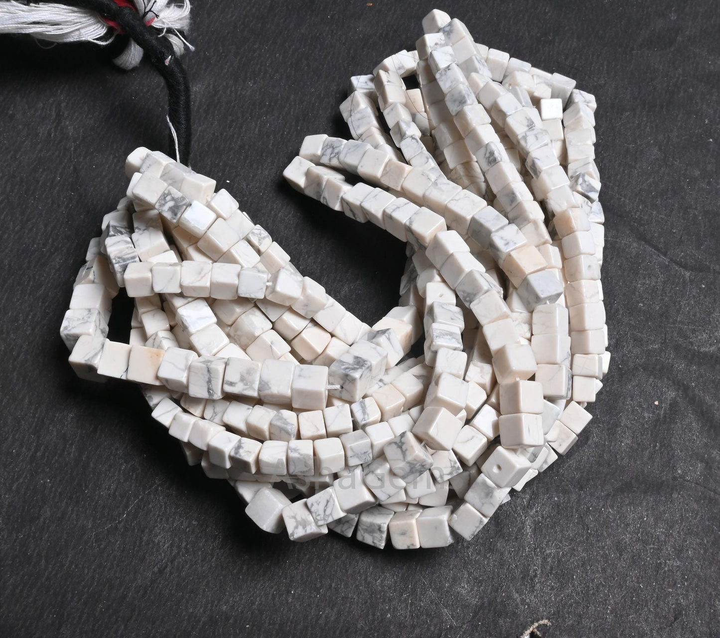 Fine White Howlite Smooth 3D Cube Box Shape Beads, Beautiful Howlite Plain Handmade Cube Gemstone Center Drill Howlite Beads Jewelry Crafts