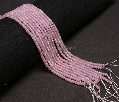 4.5 mm Rose Pink Jade Quartz faceted Rondelle Shape Gemstone Loose Beads,13.5 inch Fine Pink Jade Quartz machine cut Bead Jewelry Craft SALE