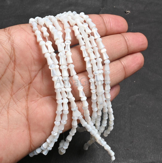 Beautiful Mother Of Pearl Fancy Mushroom Shape Gemstone Loose Beads,4-7.5 mm Natural Iridescent White MOP Shell Smooth Beads Jewelry makings