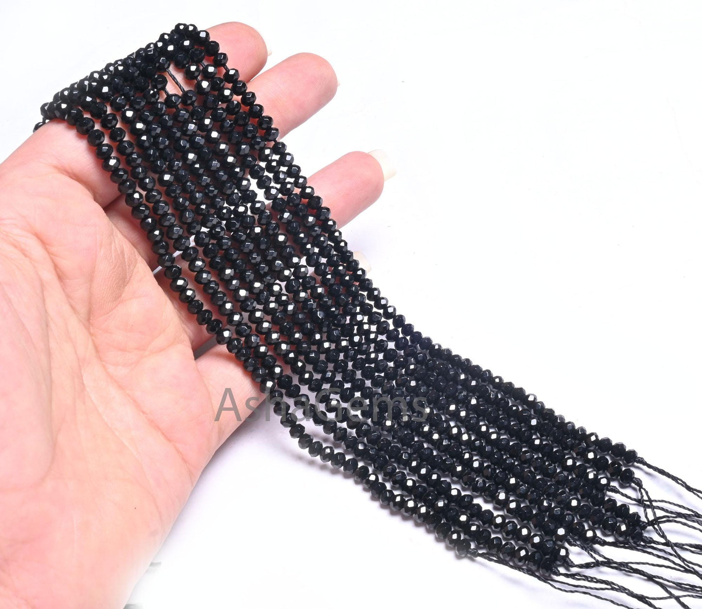 4 mm Beautiful Black Jade Quartz faceted Rondelle Shape Beads,14" AAA Coal Black Jade Quartz machine cut Gemstone Beads Jewelry Crafts SALE