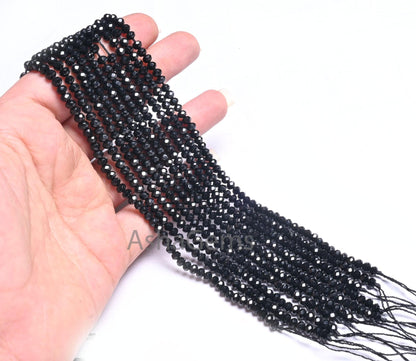 4 mm Beautiful Black Jade Quartz faceted Rondelle Shape Beads,14" AAA Coal Black Jade Quartz machine cut Gemstone Beads Jewelry Crafts SALE