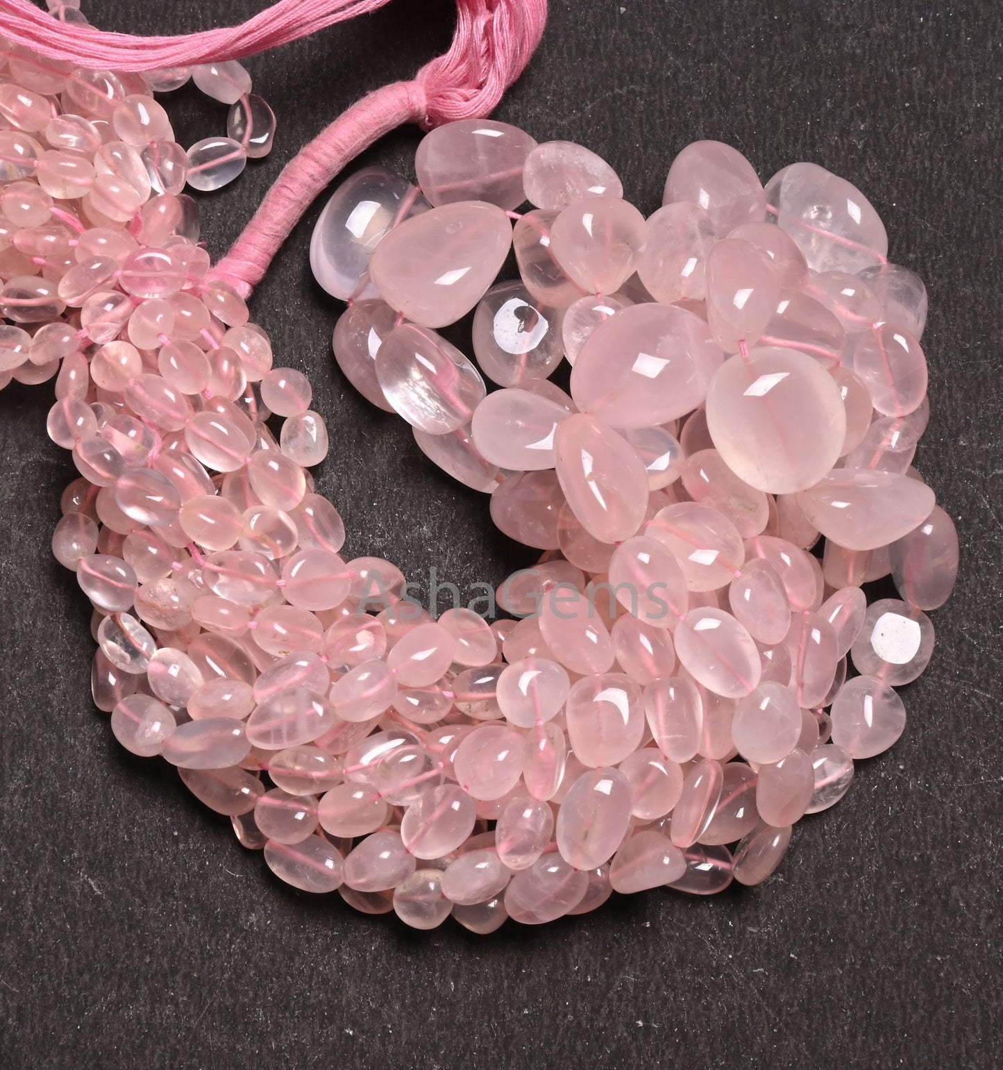 Fine Quality Pink Rose Quartz Smooth Nugget Gemstone Loose Beads,9/18" Strand Natural Rose Quartz Tumble Handmade Bead Necklace Jewelry SALE (AG 22303)