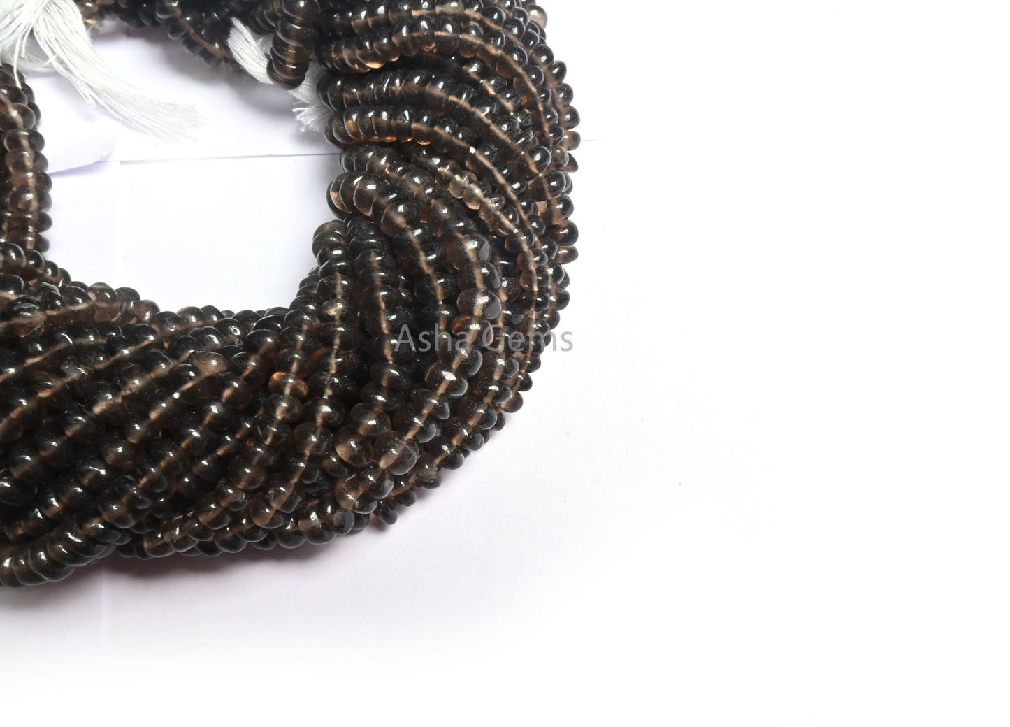 Fine Quality Smoky Quartz Smooth Rondelle Shape Beads, Natural Black smoky Plain Handmade Gemstone Bead Smoky Bead Jewelry making Craft SALE