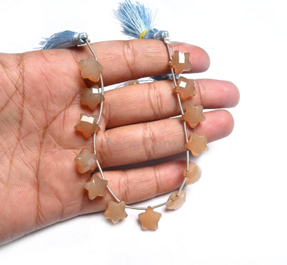 11 mm Beautiful Chalcedony Faceted Star Carving Beads, Shaded Gray Brown chalcedony Fancy Star Shape Carved handmade Gemstone Beads Jewelry
