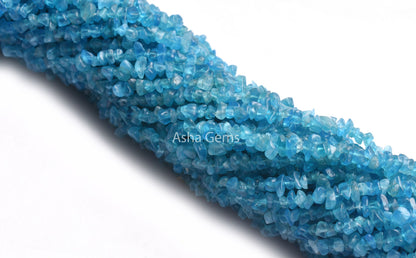 34"Strand Natural Neon Apatite Gemstone Uncut Chips Raw Beads, Blue Neon Apatite Rough Smooth Nugget Beads, Fine Quality Apatite Chips SALE