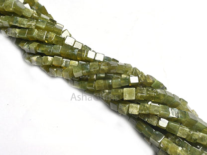 Beautiful Vessonite 3D Cube Box Shape Smooth Gemstone Beads,8/16" Natural Green Vesuvianite Cube Box Plain Handmade Bead Jewelry Making SALE