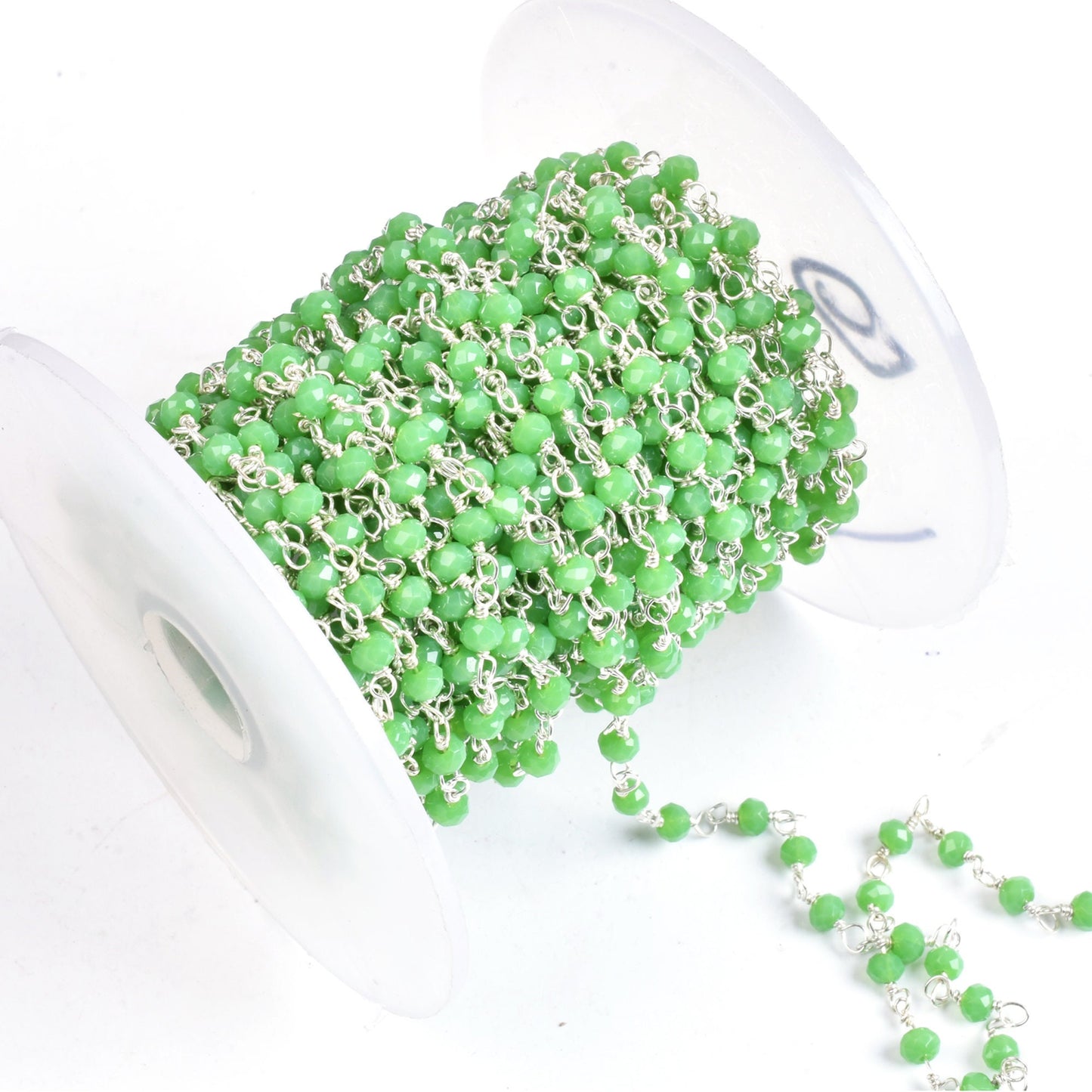 Green Jasper Hydro Faceted Rondelle Jewelry Beads Rosary Chain 1 to 50 Feet Bulk Roll Supply Chain 3-3.5 Green Crystal Rosary Chain CRAFTS