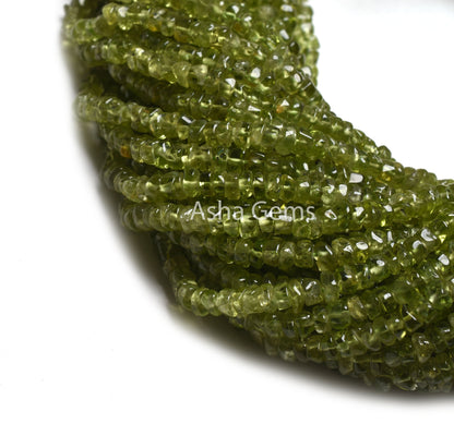 4.5 mm Peridot Smooth Tyre Gemstone Beads,13" Strand Natural Green Peridot Uneven Shape Wheel Handmade Bead, Peridot Bead Jewelry Handicraft