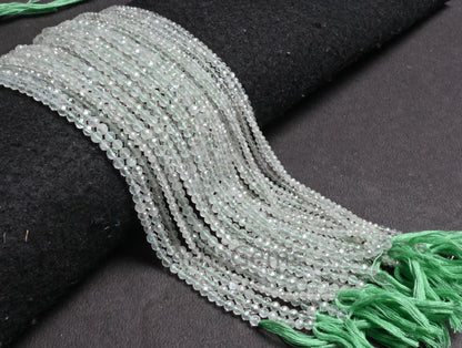 Beautiful Green Amethyst Micro Cut Rondelle Beads,13"Natural Green Amethyst Machine Cut Faceted Gemstone Amethyst Bead Jewelry Necklace SALE