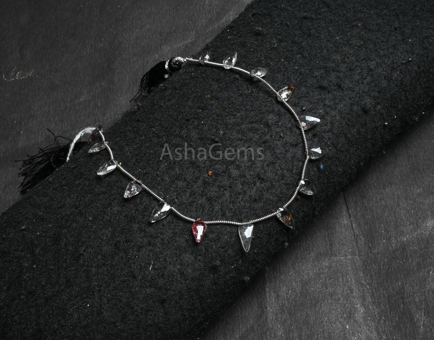 Fine Quality Black Rutile fancy Long Kite Shape Gemstone Beads,8" AAA Sri Lanka Rutilated Quartz Side Drill Briolette Rutile Beads Jewelry