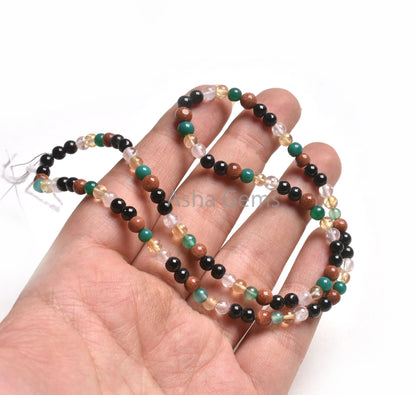 4-4.5 mm Multi Color Stone Smooth round Shape Beads, Mix Color Shaded Gemstone Plain Round Ball Beads,15.5" Disco Bead Jewelry Necklace SALE