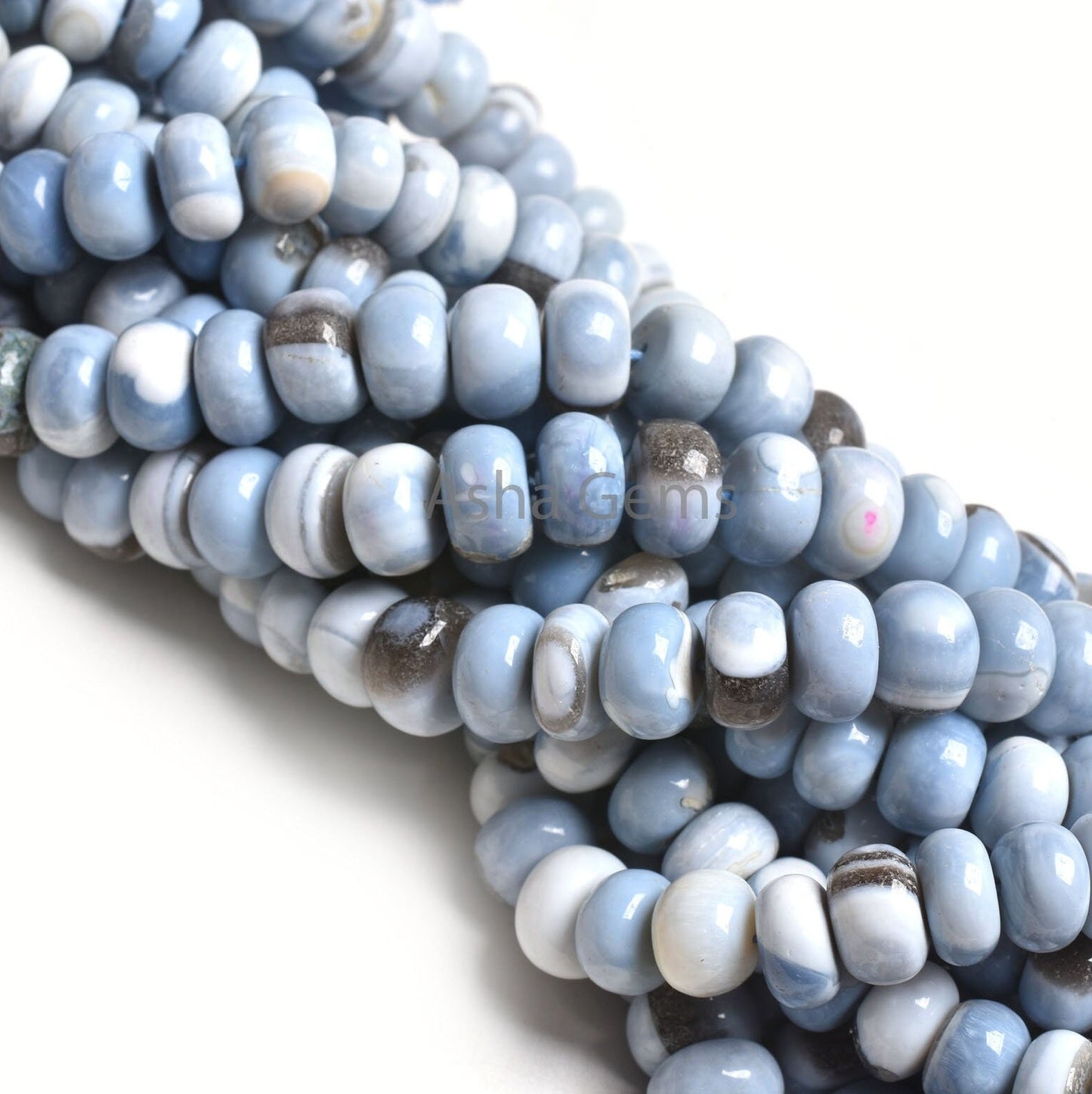 Beautiful Blue Boulder Opal Smooth Rondelle Shape Gemstone Beads, Blue Opal Beads Strand Boulder Opal Plain Handmade Loose Bead Jewelry SALE