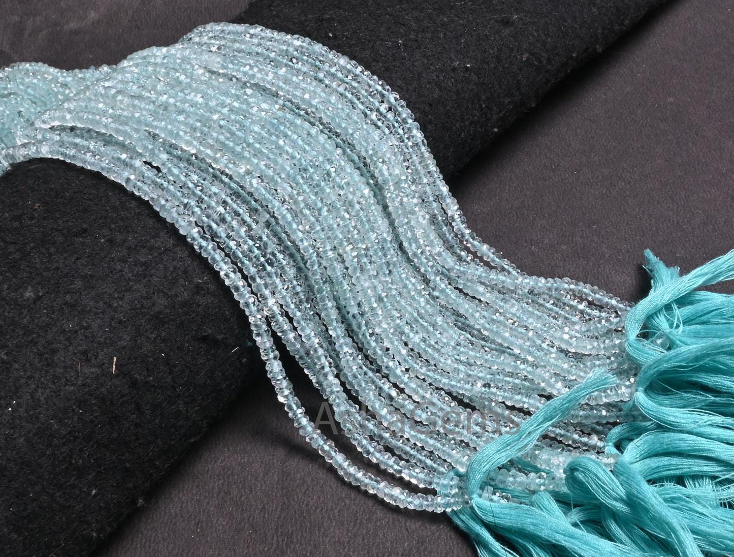 Fine Genuine Aquamarine Faceted Rondelle Beads,4-4.5mm Natural Blue Aquamarine Indian Machine Cut Gemstone Aquamarine Beads Jewelry Necklace