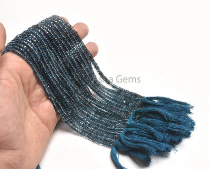 Natural London Blue Topaz Smooth Round Tyre Shape Gemstone Beads, Blue Topaz Plain Handmade Tyre Beads, London Topaz Bead Jewelry Craft SALE