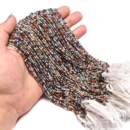 2 mm Natural Mix Color stone Disco Micro Cut Tiny Beads, Fine Quality Multi Disco Faceted Rondelle Gemstone Loose Beads Jewelry Making Craft