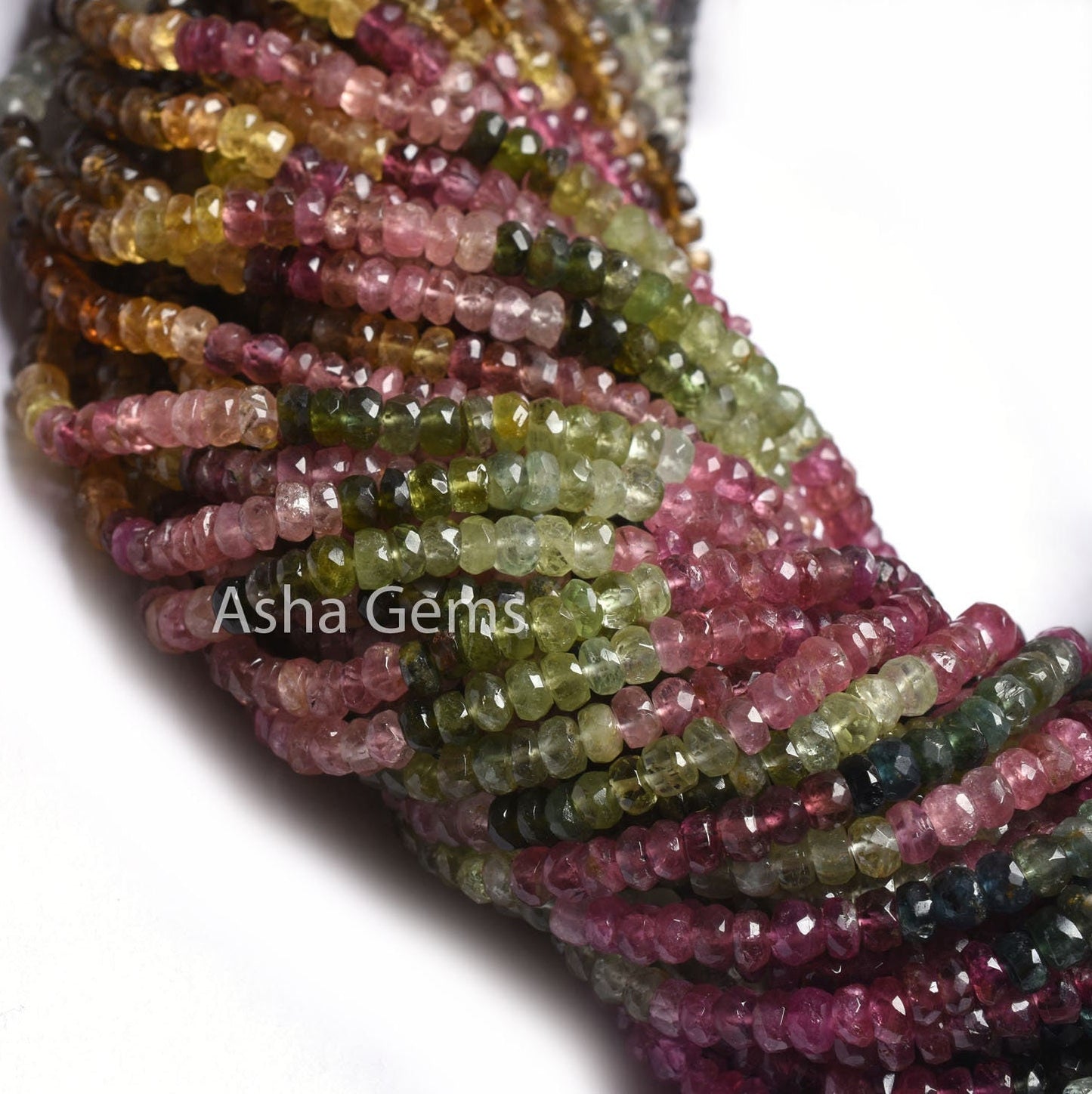 14.5" Strand Multi Tourmaline Faceted Rondelle Gemstone Beads,4mm Shaded Multi Tourmaline Hand Cut Beads, Real Tourmaline Bead Jewelry Sale