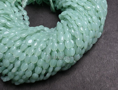Beautiful Light Green Quartz Hydro Smooth Oval Shape Handmade Beads,13"Green Aventurine Color Hydro Plain Oval Loose Bead Jewelry Craft SALE