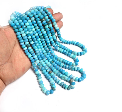 Fine Quality Blue Opal Smooth Rondelle Shape Gemstone Beads,8mm Shaded Blue Opal Plain Handmade Opal Bead Jewelry Making Necklace Craft SALE