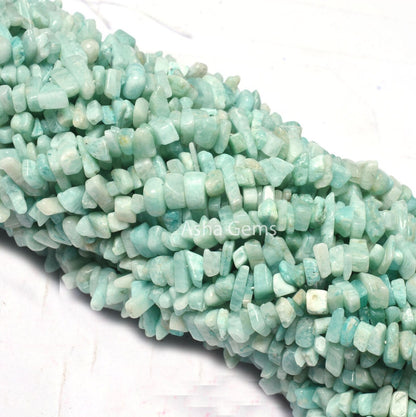 Natural Blue Amazonite Uncut Chip Beads,34 Inch Amazonite Smooth Raw rough Gemstone beads Strand, Amazonite Loose Beads For Jewelry (AG 10325)