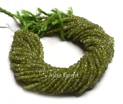 4.5 mm Peridot Smooth Tyre Gemstone Beads,13" Strand Natural Green Peridot Uneven Shape Wheel Handmade Bead, Peridot Bead Jewelry Handicraft