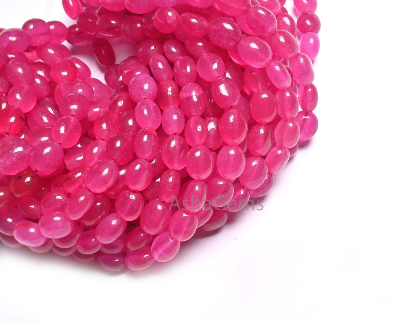 Fine Quality Hot Pink Quartz Smooth Oval Gemstone Beads,7/15" Strand Pink Quartz Plain Oval Handmade Quartz Beads Jewelry Making Crafts Sale