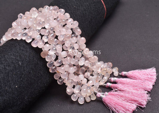 Beautiful Rose Quartz Smooth Drops Shape Beads Natural Pink Quartz Plain Teardrop Bead Handmade Gemstone Rose Quartz Bead Jewelry Craft SALE